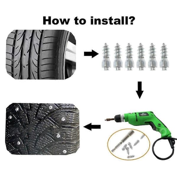 100 stk. 12 mm Dekk Studs Karbid Skrue Snøpigger Anti-Is for Bil/SUV/ATV/UTV Bildekk Stud