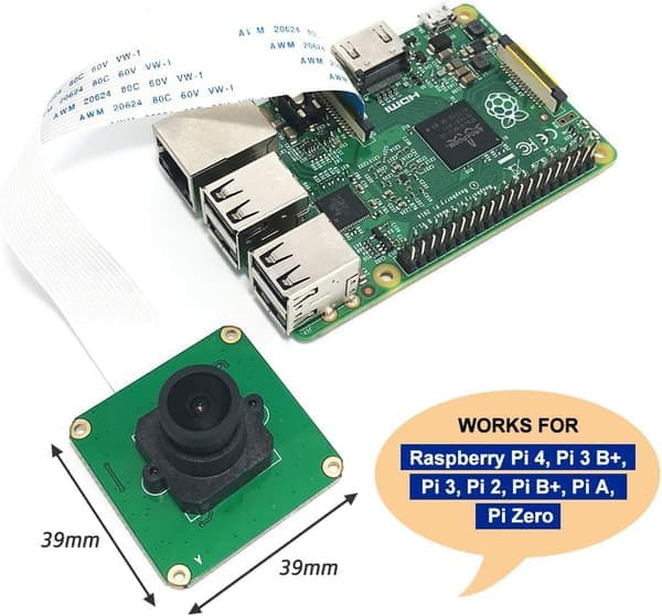 RPI vidvinkelkamera OV5647 for Raspberry Pi 3 B+, Pi 3, Pi 2, Pi B+, Pi A og Pi Zero