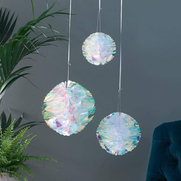 Iriserende Pom Poms Honey Combs Sølvglass