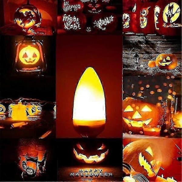 4 stk E14 3W brannflammepærer - Varmhvite lysekronepærer kompatible med Halloween-dekor