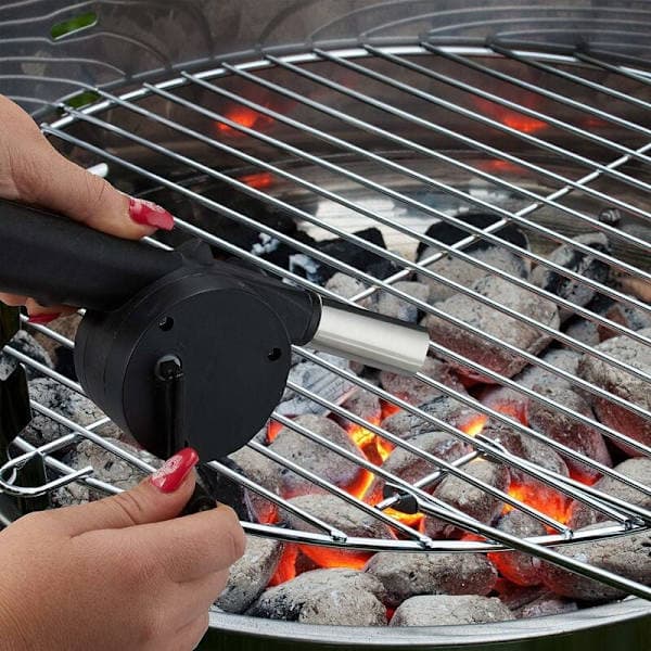 Handvevad fläkt, grilltillbehör för utomhuspicknick