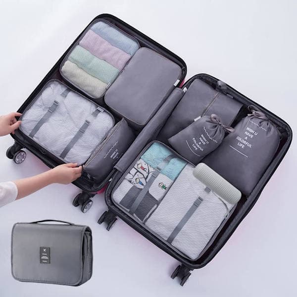 Pakkekuber til koffert, 7 stk/sett, reise-pakkekuber