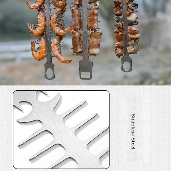 Grillspyd Genanvendelige sildebensformede spyd Have Camping BBQ Tilbehør til Grill