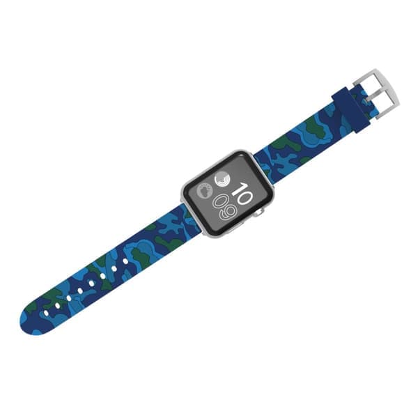 Silikonrem Apple Watch 42/44/45 mm Kamouflage Blå