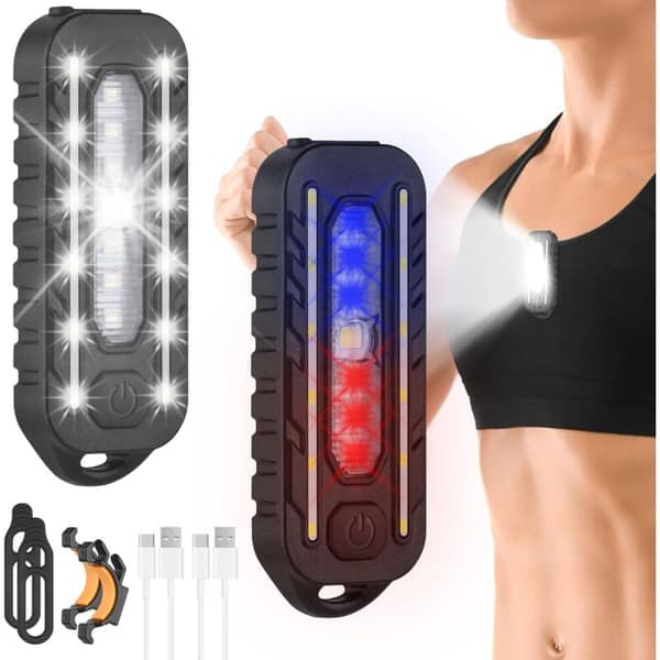 Oppladbar LED-klipslykt 150 lumen - 5 lysmoduser - IPX4 vanntett - For løping, jogging, camping, nattvandringer - 150LM