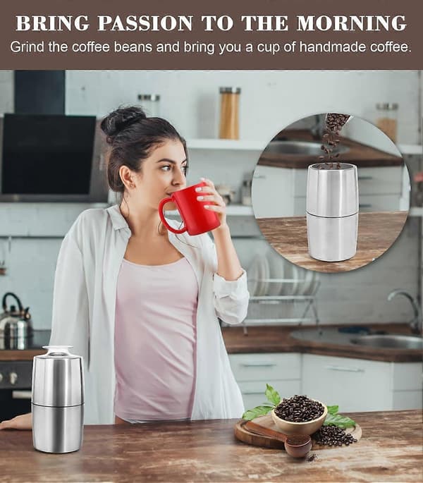 Kaffekværn Elektrisk, Kaffebønnekværn i Rustfrit Stål til Kaffe, One-Touch Kværn