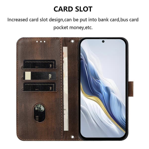 Line Splicing Buckle Retro læder telefoncover [DB] til DOOGEE Note 58 / 58 Pro For DOOGEE Note 58 / 58 Pro