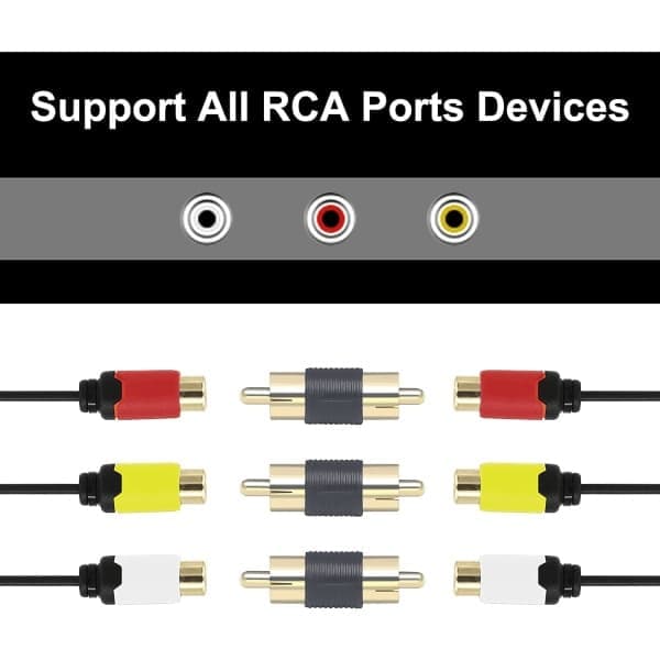 RCA han til han-adapter, RCA lydkabel forlængerstik, 5-pak forgyldt dobbelt han-stik
