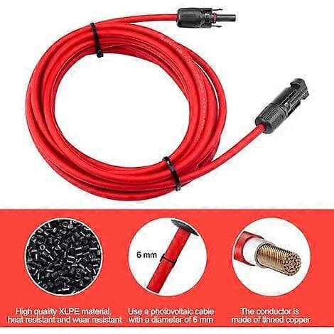 Solpanel forlængerkabel med han/hun stik til solcelleanlæg, til solpaneler og systemer 1 par (AWG10/6 mm (5m)