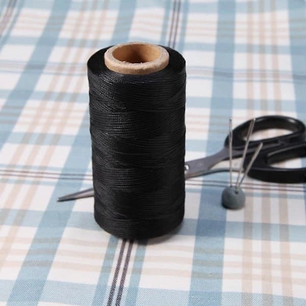 Flad vokset trådrulle 260M læder læder DIY DIY sort