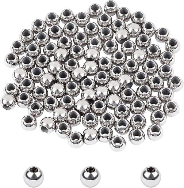 100 stykker små runde perler 2 mm små hul sjove afstandsstykker 4 mm diameter rustfrit stål perle-FX-