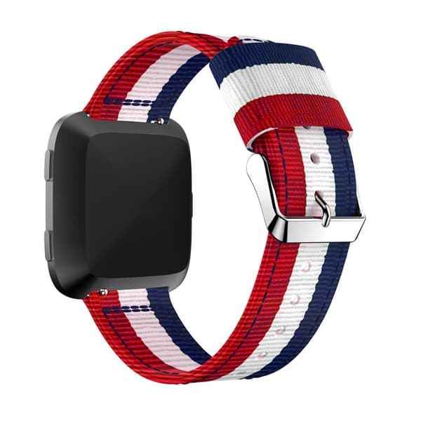 Nylonrem Fitbit Versa/Versa 2 Blå/Hvit/Rød