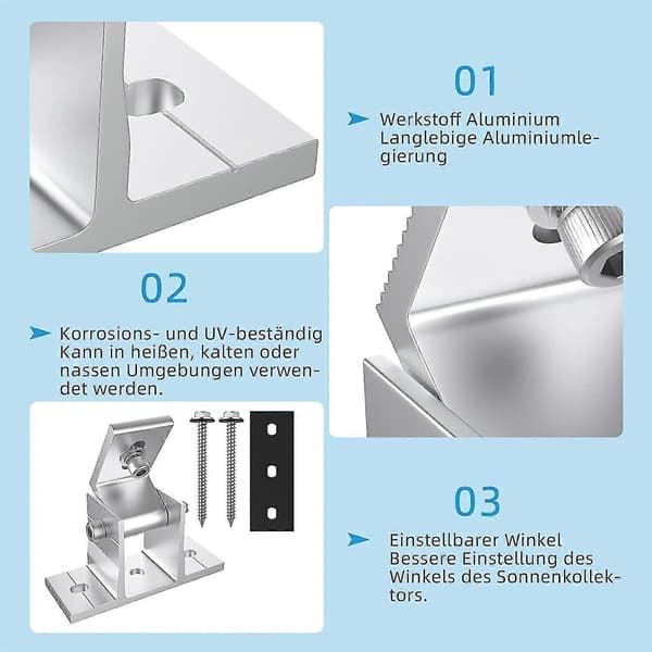 Solpanelbeslag - Justerbar stander i aluminium rustfrit stål solpanelbeslagspakke