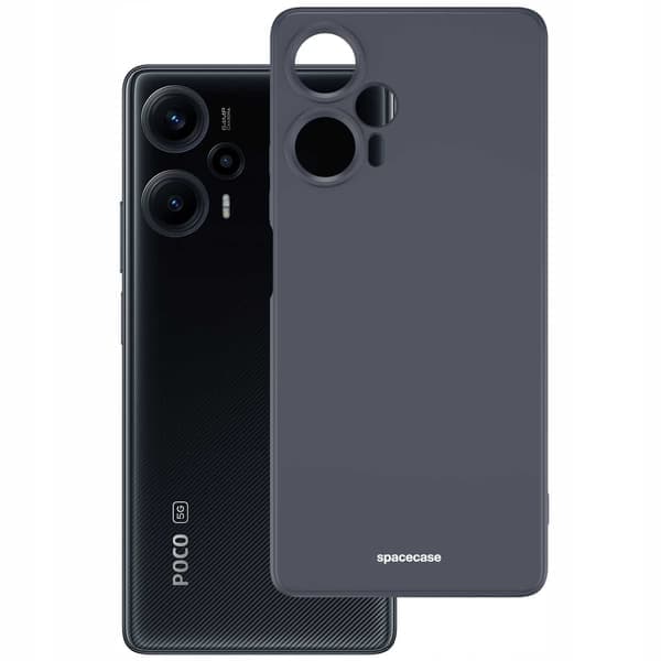 Spacecase silikonikuori Poco F5 -suoja, musta