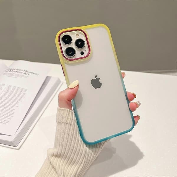 Til iPhone 13 Pro mobildekseldesign, [Ingen gulning] Støtsikkert beskyttende mobildeksel ultratynt, gul+blå