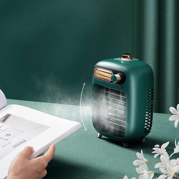 Bærbart klimaanlæg, USB-opladning Mini luftkøler luftfugter, 3 vindhastigheder, Lille fordampende luftkøler, Grøn