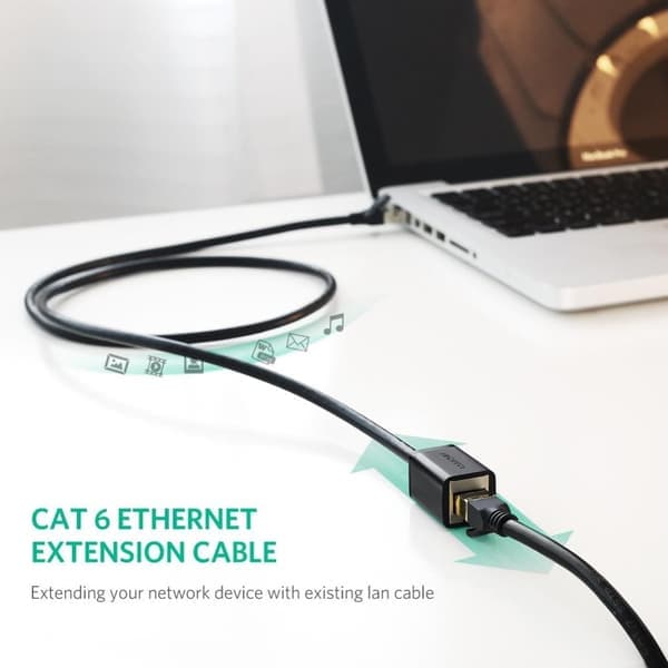 UGREEN 2m RJ45 Cat6 forlængerkabel LAN Han - Hun Sort