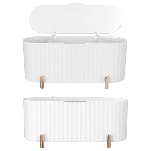 Kosmetisk opbevaringsboks Skønhedsægholder til makeup-pads 2 stk. hvid organizer