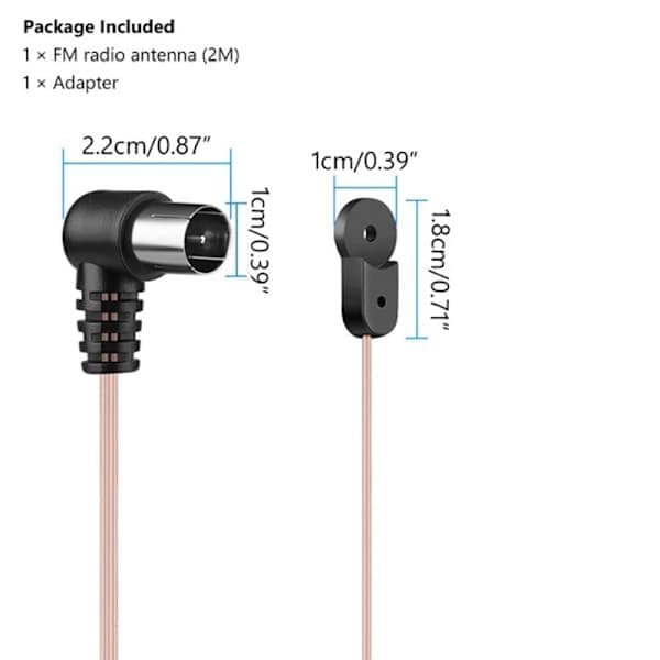 FM-antenne 75 Ohm F-hanstik til hjemmeradio stereosignal
