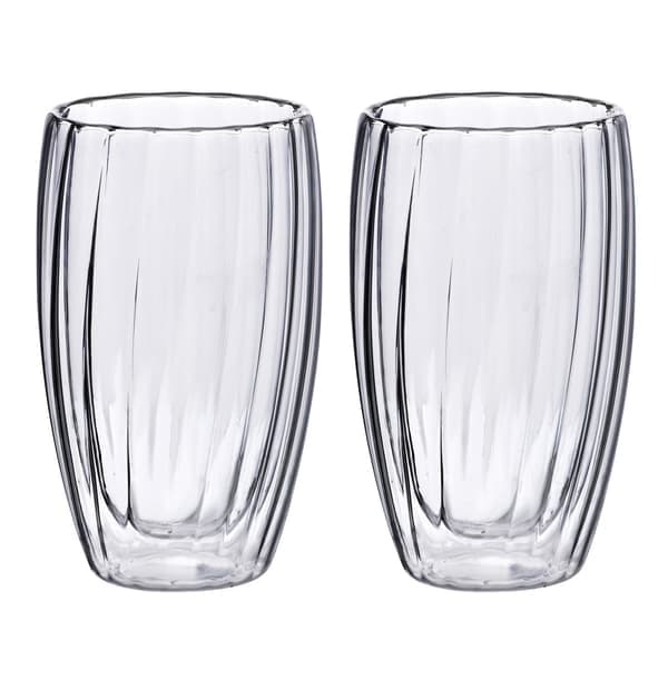 Dubbelväggiga borosilikatglas PETER STRIPES Stripes 8 x 5 x 14,5 cm Transparent 2-pack