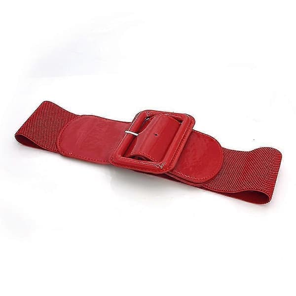 Bredt stretchbelte for kvinner, elastisk midjebelte, retro stilig elastisk midjebelte for kjoler rød Red