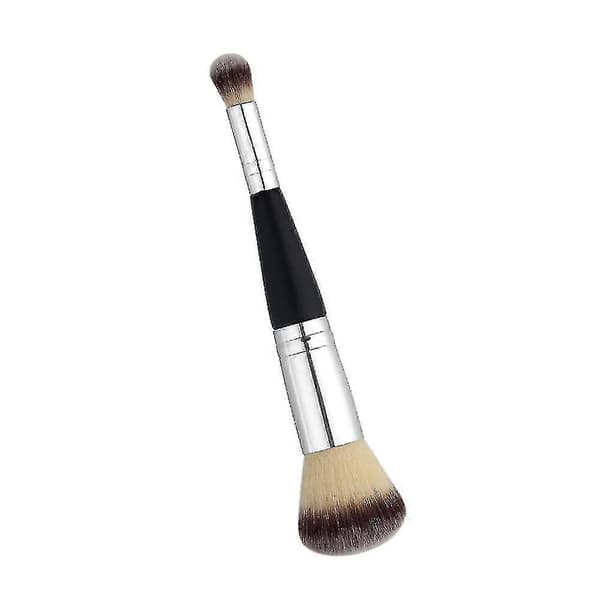 1x Professionel Kosmetisk Træ Makeupbørste Essentiel Dobbeltendet Flad til Ansigt