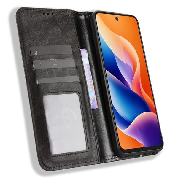 Til TCL 605 4G / 60 SE Pung Etui med Stand Retro Tekstur - Sort Sort