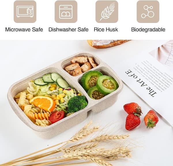 Bento matbokser, 3 rom, matboks for barn, gjenbrukbare matbeholdere