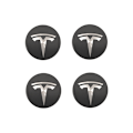 For Tesla Model 3 Navkapsellogo - Mørkegrå med sølvlogo (4-pakning)