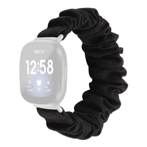 For Fitbit Versa 4/Sense 2 Scrunchie Klokkebånd Stoff Trykt Hårbånd Stropp Armbånd Leopard