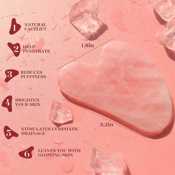 Gua Sha og ansigtsruller, Roller Rosenkvarts Gua Sha Sten