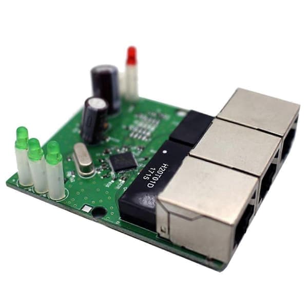 Snabb Switch Mini 3 Portars Ethernet Switch 10/100mbps Nätverksswitch Hub Pcb Modulkort för System