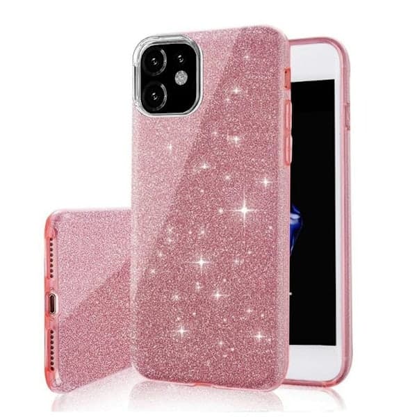 iPhone 12 / iPhone 12 PRO - 3i1 Glitter Elegant Mykt Deksel Rosa