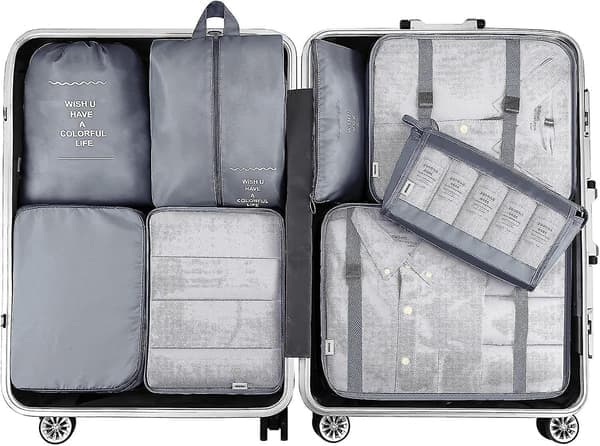 8-pack resväska Organizer Set - Förvaringsväskor, Packkuber, Presenter Grå Grey