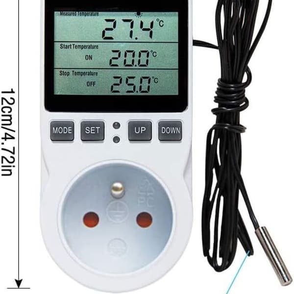 Digital temperaturregulator opvarmning køling termostatstik LCD temperaturregulator
