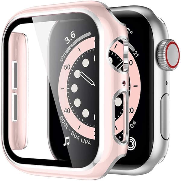 Kova kotelo lasisella näytönsuojalla 44mm, vaaleanpunainen