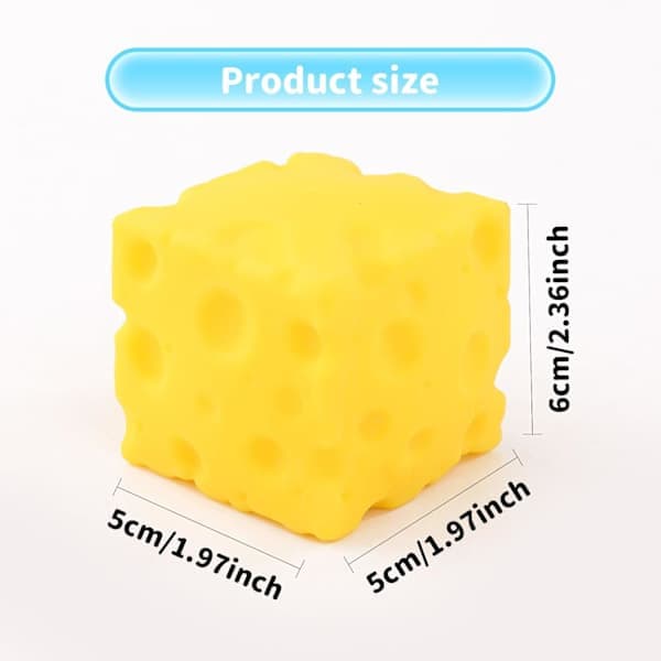 2-pak Blød Gul Ost Squishy - 5/7 cm Langsomt Stigende Stresslegetøj, Sensorisk Klemmebold & Dekompressionlegetøj til Børn og Voksne