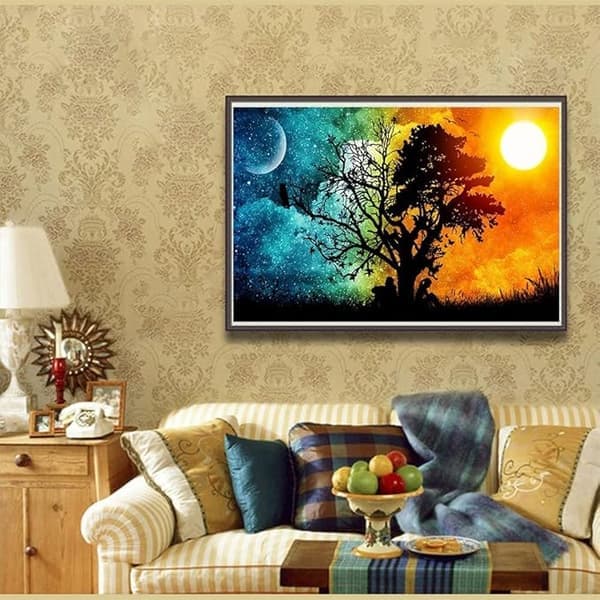 DIY 5D Timanttimaalaus Yin Yang -puu ristipisto kirjonta Dia