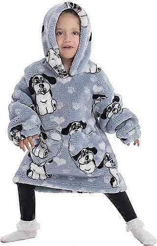 Barnas overdimensjonerte teppegenser, Sherpa fleece hettegenserteppe, Jenter Gutter Hettegenser med lommer for småbarn