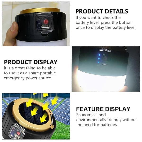 [RM] Campinglamper Solcellelampe USB Oppladbar Lampe for Camping