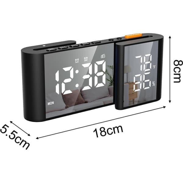 LED Dimmer Vekkerklokke FM-radio Sleep Timer Temp Snooze USB-lading