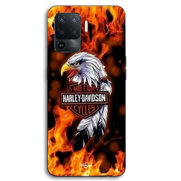 Cover til Oppo A94 Harley Davidson eagle fire Maniacase Sort