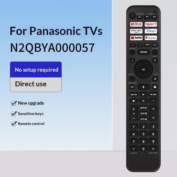Fjernkontrollerstatning for N2QBYA000057 for Panasonic TV Svart