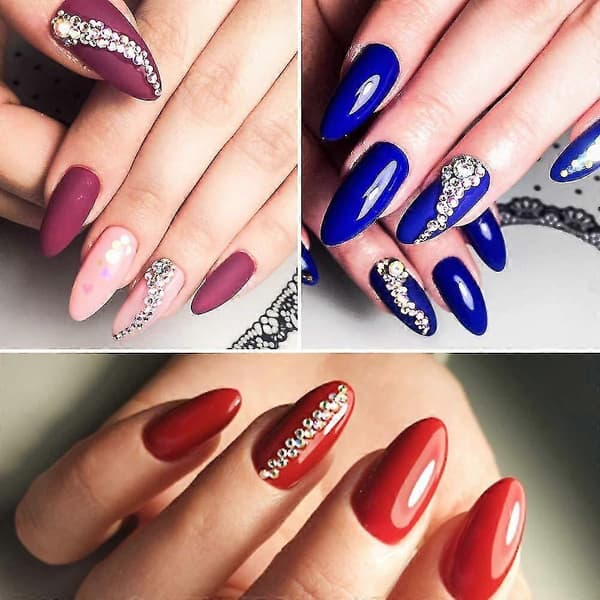 Färgglada Kristall Nagelkonst, Platt Baksida Strass