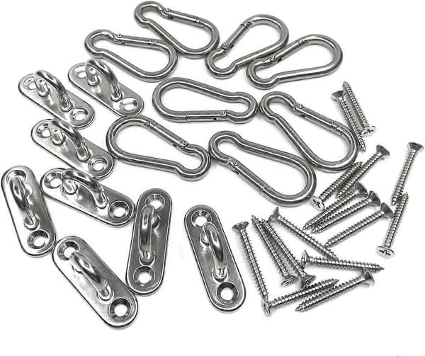 8 stk. rustfrit stål 1,8 tommer Pad Eye Plate U-kroge + 8 stk. rustfri stål karabinhager, Marine Hardware Staple Hook Loop med skruer
