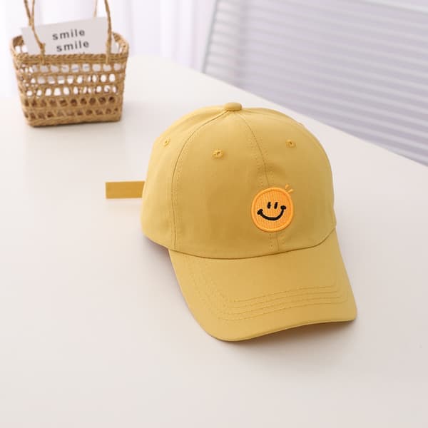 Smiley Face Lue Barn Baseball Cap Jenter Gutter Justerbar Småbarn Baseball Cap Søt Broderte Lue 4-10 År Gul