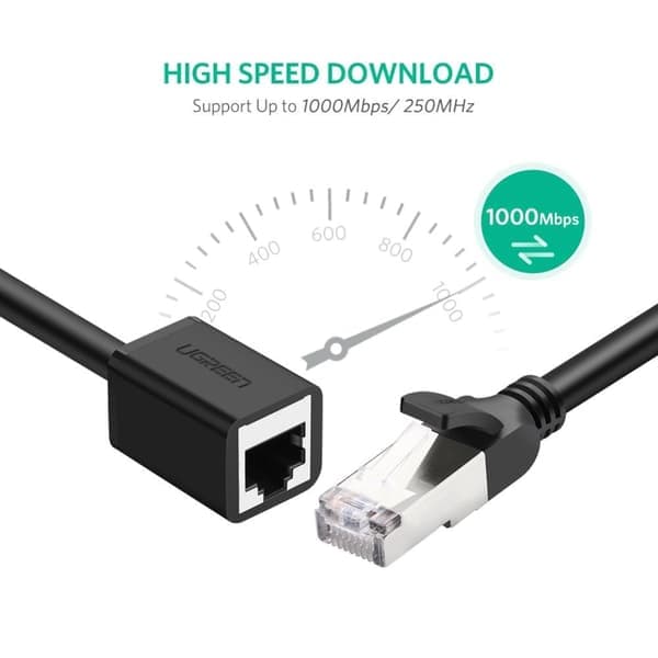 UGREEN 2m RJ45 Cat6 förlängningskabel LAN hane - hona svart