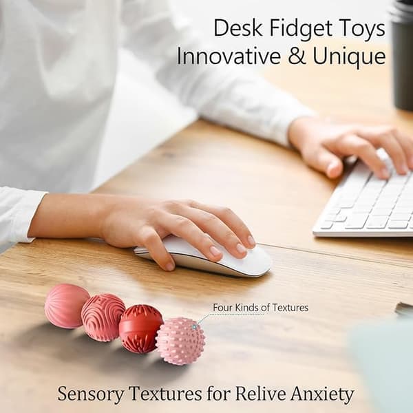 Magnetiska silikonfidgetbollar för vuxna och tonåringar, 4-pack stresslindrande sensoriska leksaker för autism, ADHD, ångest, kontorspresenter rosa pink