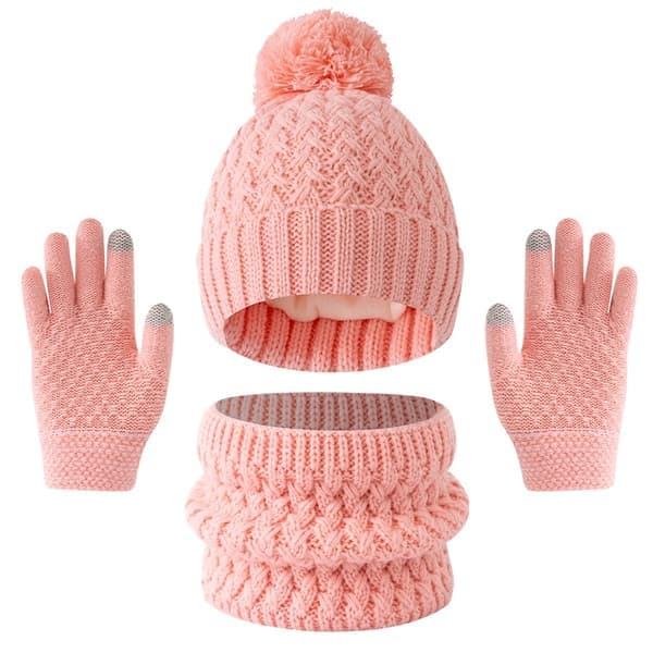Fleecehatt, skjerf og hansker for barn - fortykket ensfarget for gutter og jenter, 3 stk vinterplagg grå aldersgruppe >8 år Grey Age Range >8Y