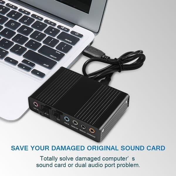 USB 2.0 eksternt lydkort 6-kanals 5.1 surround optisk S/PDIF lydkortadapter for PC bærbar opptak